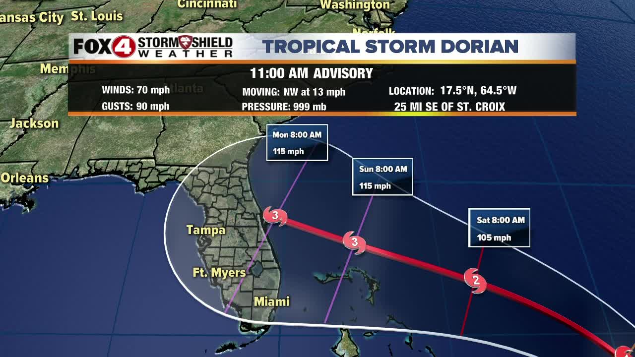 Tropical Storm Dorian -- 11am Wednesday Update