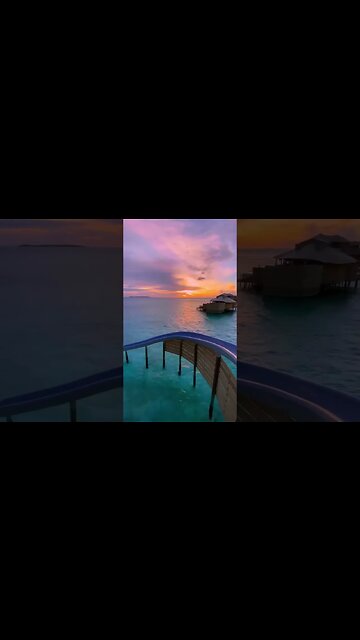 Water slide at sunset.