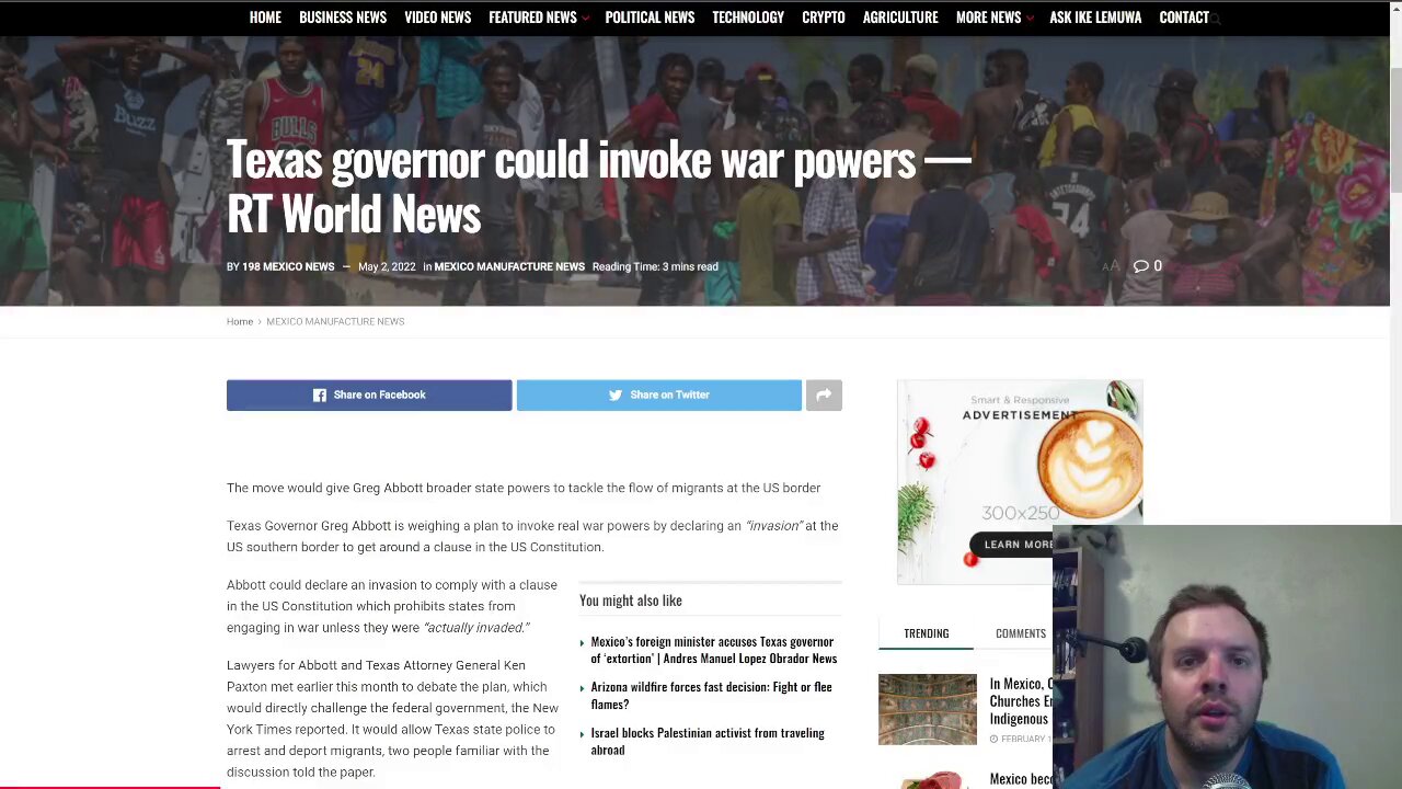 Abbot may invoke war powers to get around a clause in the US Constitution