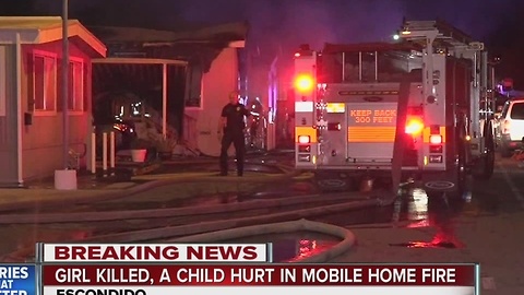 Girl killed in Escondido mobile home fire