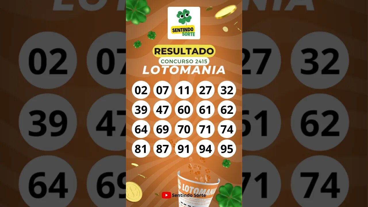 🍀 Resultado LOTOMANIA 2415 | Sentindo Sorte #shorts