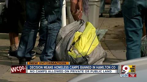 Officials: Homeless camps banned in Hamilton County