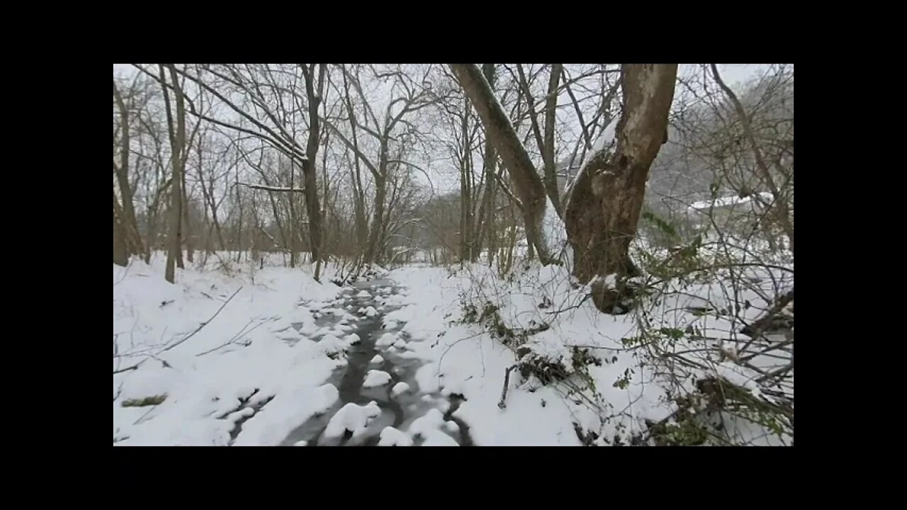 Stand in the snow in a babbling brook 180 3D SBS VR