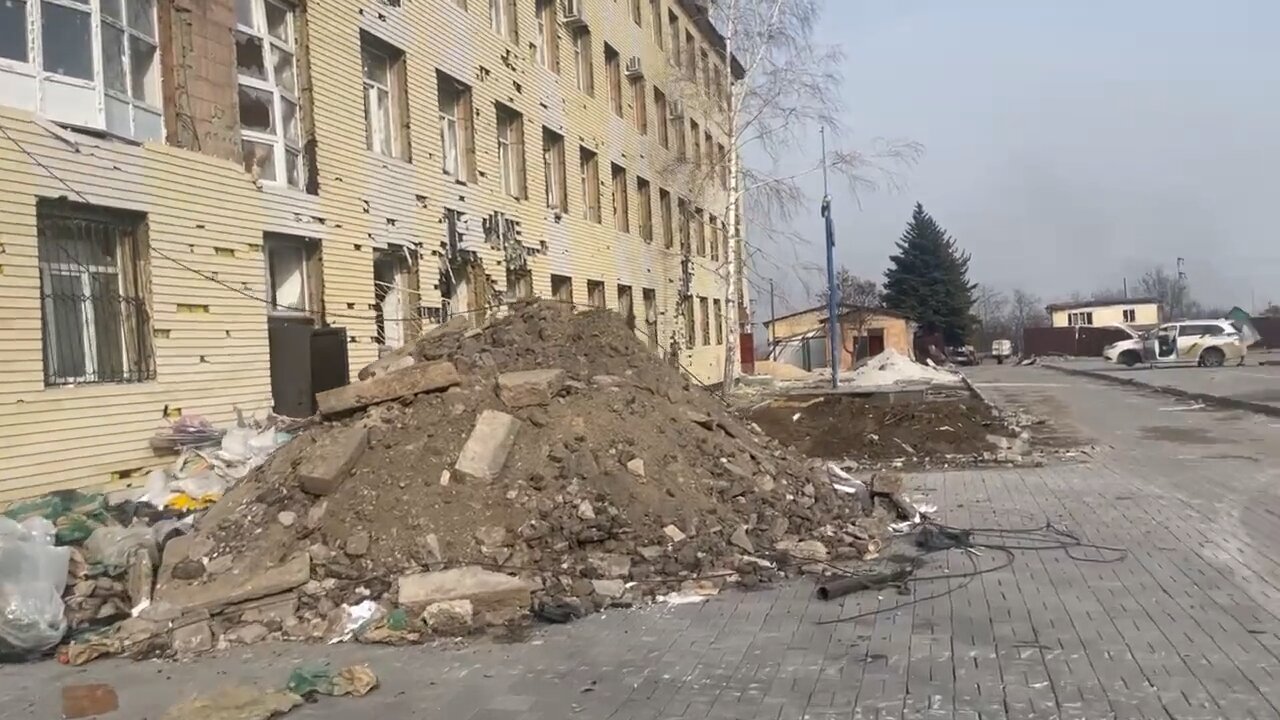 All that's left of the Mauripol police station after Russian shelling...