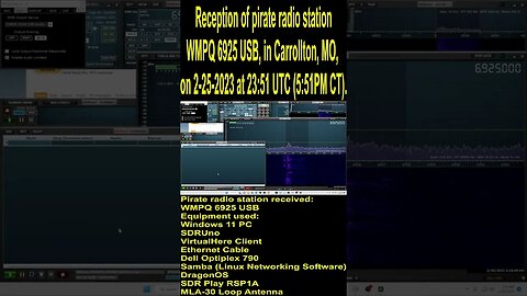 Reception of pirate radio station WMPQ 6925 USB, in Carrollton, MO, on 2-25-2023 at 23:51 UTC