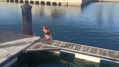 Fiona and Ben go for a dip.