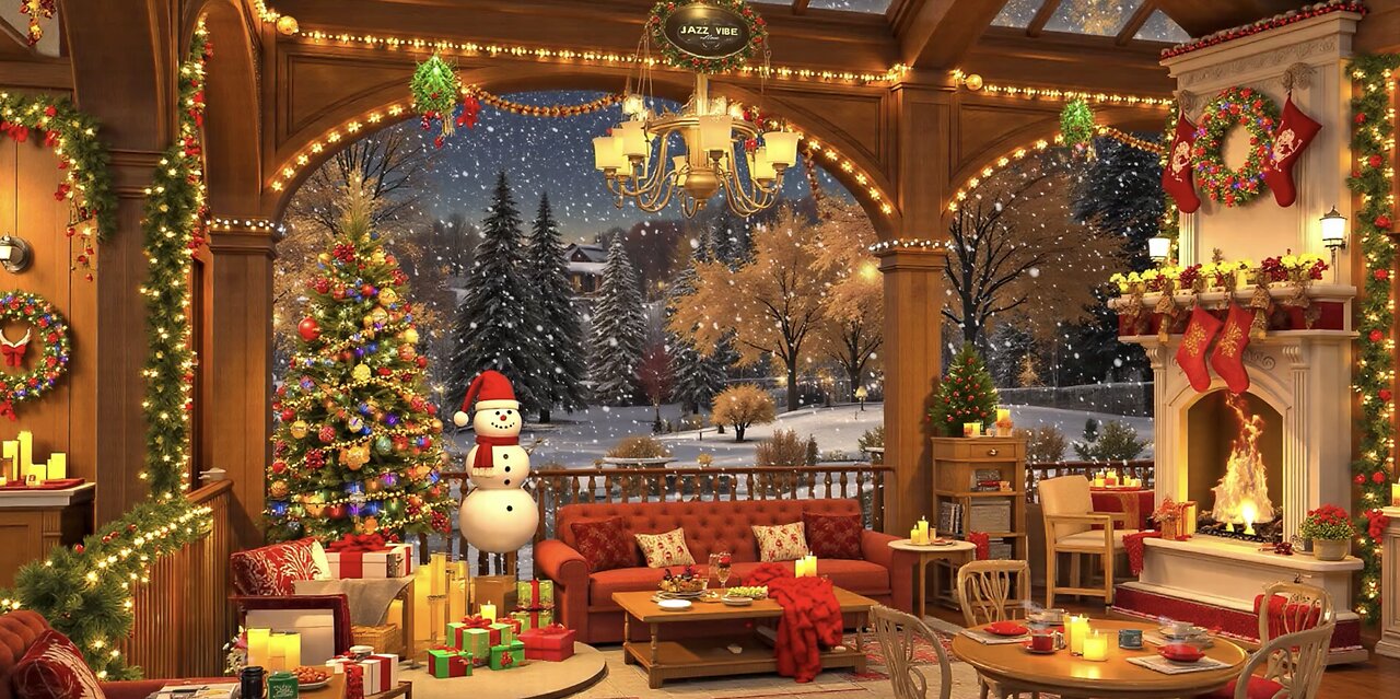 ❄️ Cozy Winter Coffee Shop ☕️ Ambience Christmas Jazz Music 2025 ❄️🎄☕️