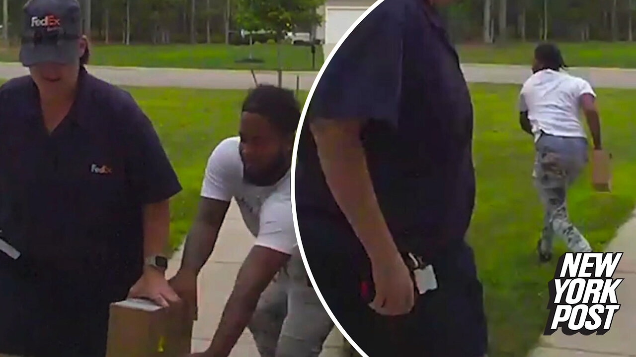 'Porch pirate' caught on video stealing iPad right out of FedEx worker's hands