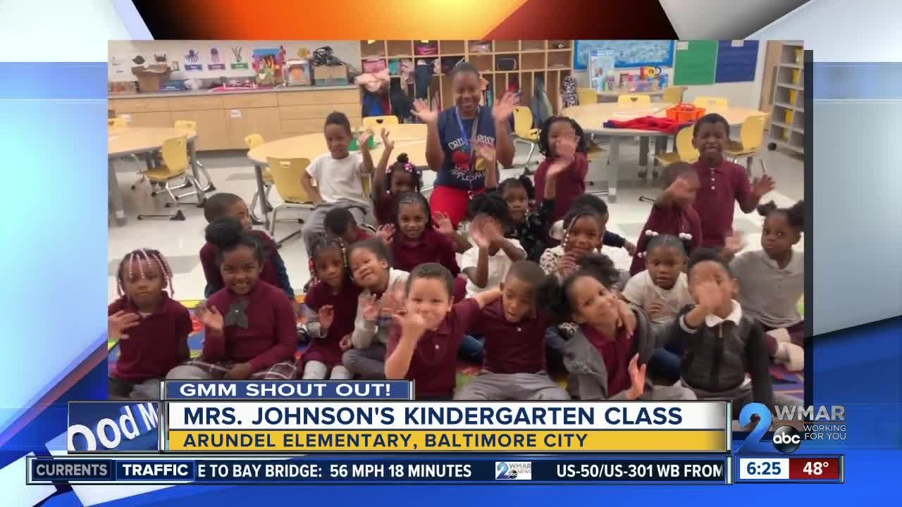 Good morning from Mrs. Johnson's kindergarten class at Arundel Elementary!