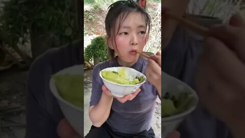 Simple Chinese Girl Eats Her Lunch