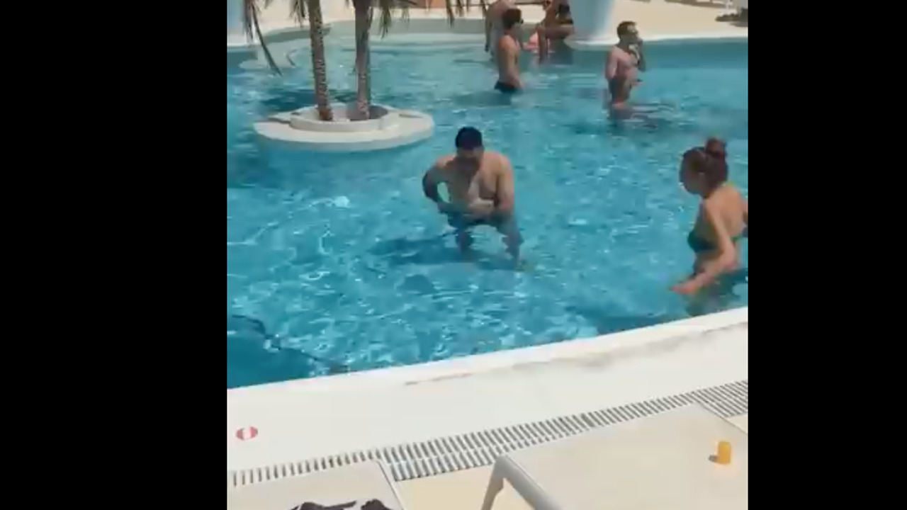 Dissolving Swim Shorts Prank on man