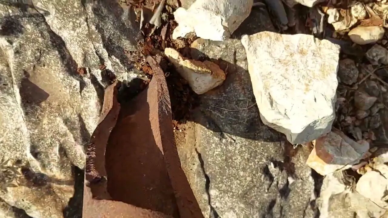 "Donations" Left on Rocks for Years: Mortar Tail And 2 Inch Pounder Canon Projectile#metaldetecting