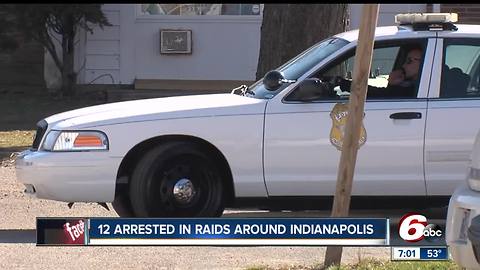 12 arrested following raids across Indianapolis