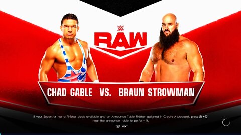 WWE Monday Night Raw Braun Strowman vs Chad Gable