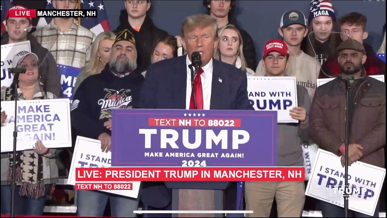 President Trump in Manchester, NH - Says hello Veteran named Al - King of Veterans