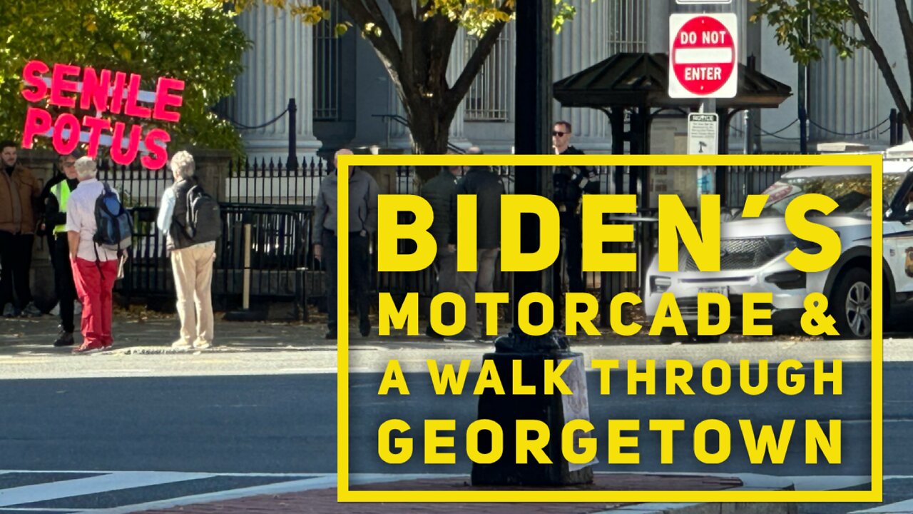 Lone protester before Biden's Motorcade and we spend a cold afternoon walking through Georgetown.