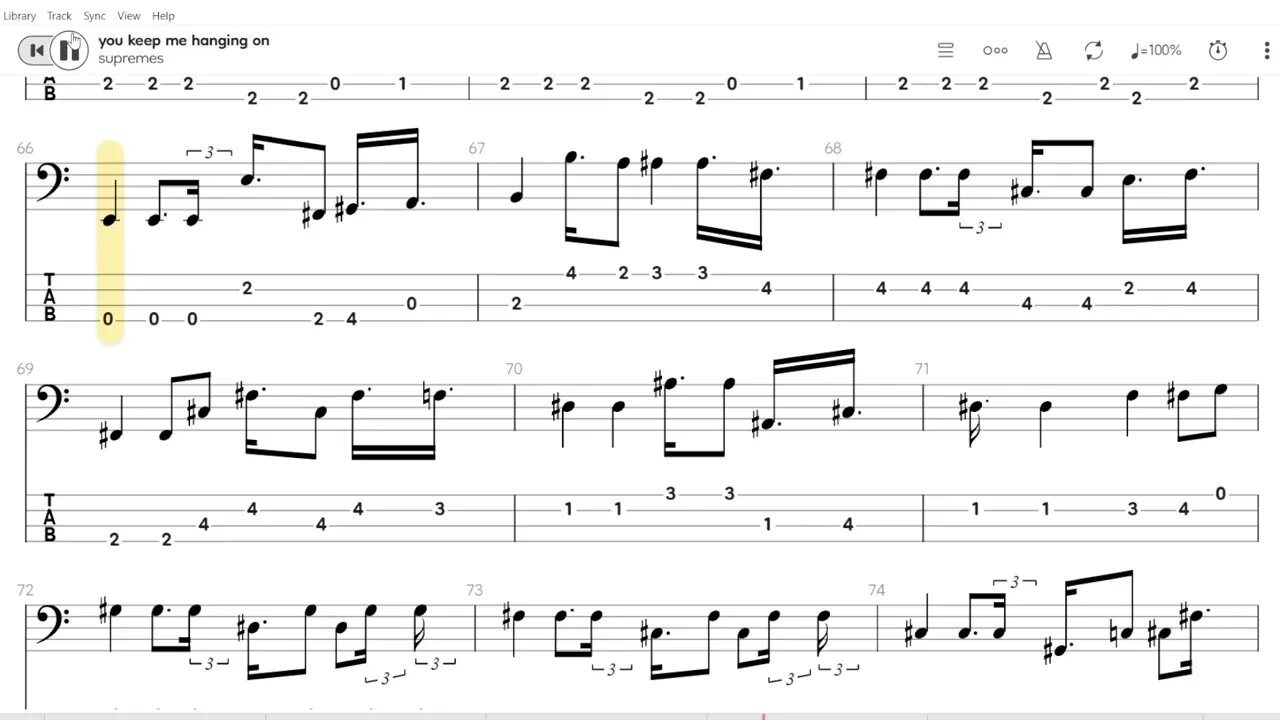 Supremes - You Keep Me Hanging on (Bass TAB)