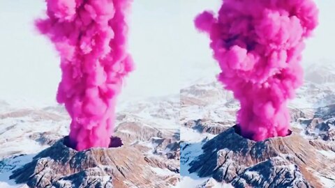 Pink volcano eruption