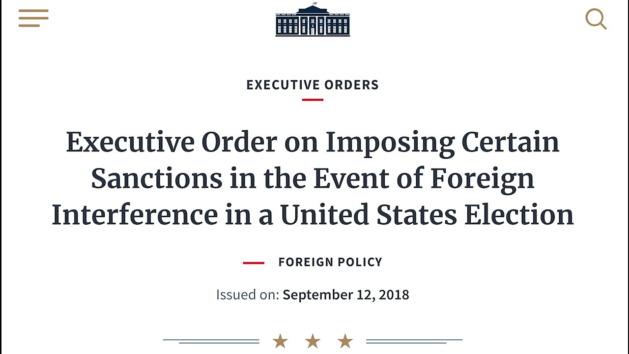 Trump Signed Executive Order on 9-12-2018 pt 1...