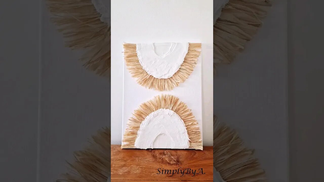 DIY BOHO WALL DECOR IDEA #shorts #diyhomedecor #walldecor #bohodecor #bohocanvas #raffiadecor