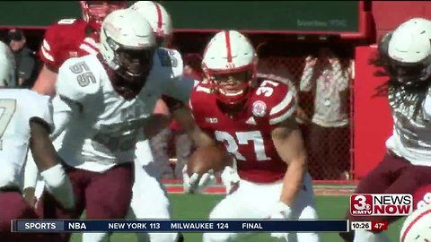 Huskers players representing Class C-1 on field