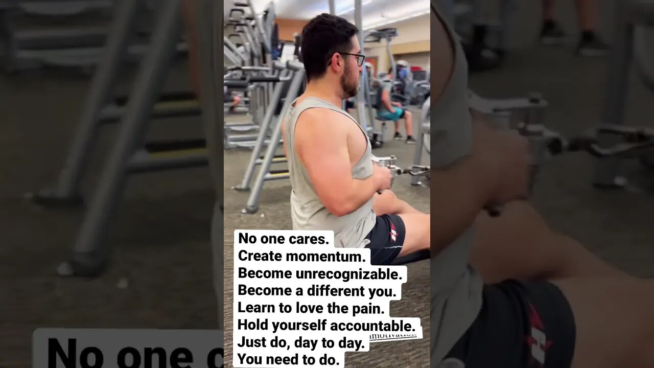 No one cares. Create momentum. Become unrecognizable. #gymmotivation #gym #evolve