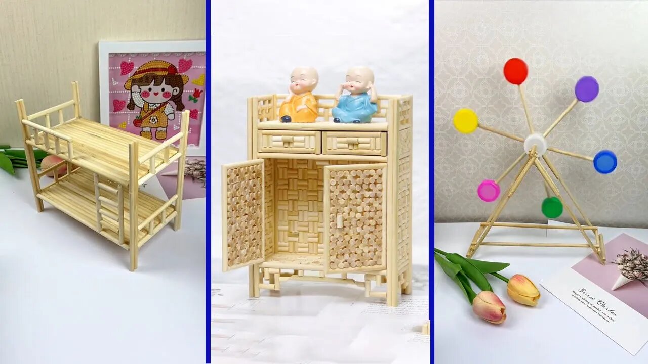 Use Disposable Chopsticks To Make Ferris Wheel, Bunk Bed, Cupboard