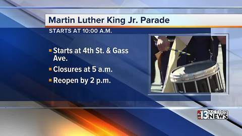 Road closures in place for the Martin Luther King, Jr. Parade in Downtown Las Vegas