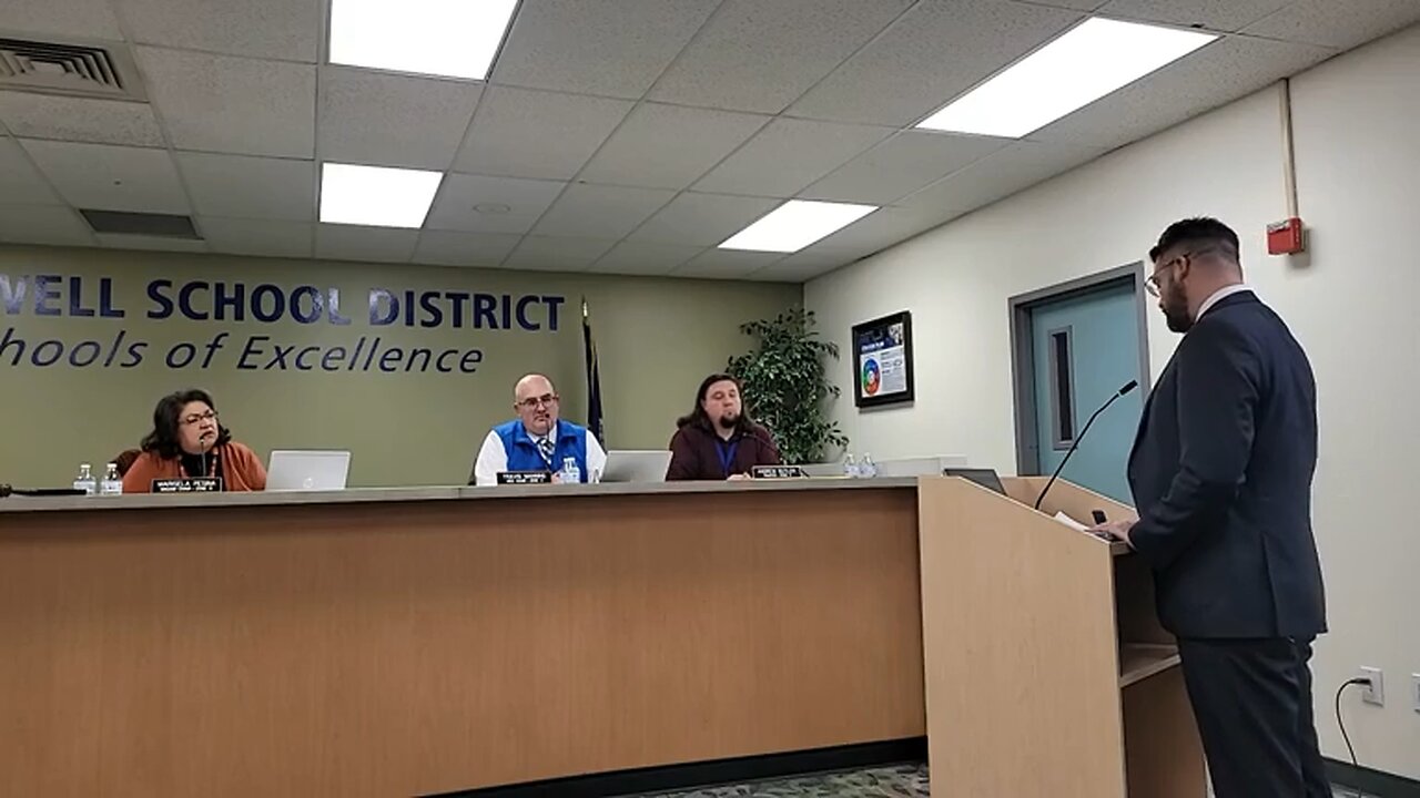 Senator Trakel addressing the Caldwell School Board