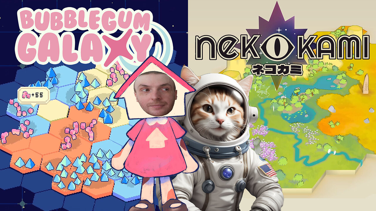 Planet Building & Space Cats - Let's Play Cozy Indie Games Bubblegum Galaxy & Nekokami