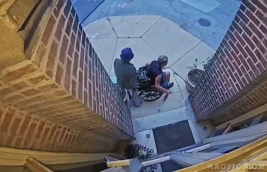 A man in a wheelchair with a knife tried to break into a house. The homeowner, armed with a gun...