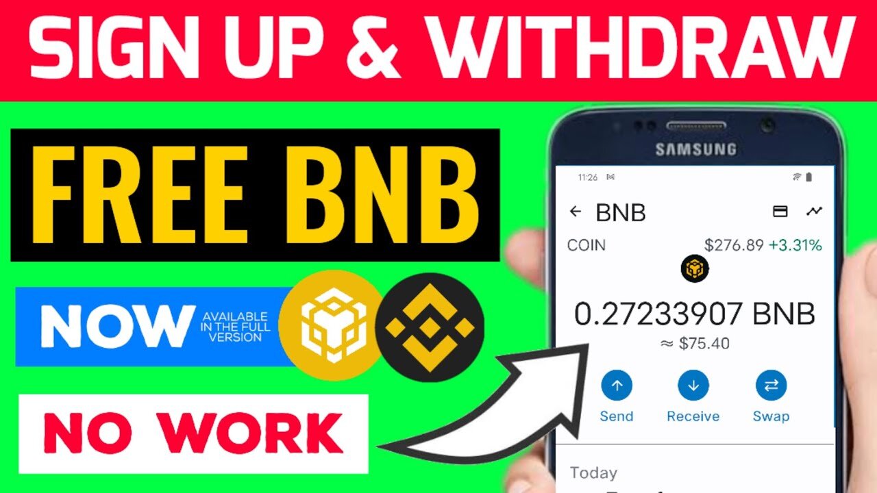 SIGN UP & WITHDRAW Free BNB Now! Earn 1 BNB For FREE Every 48 Hours