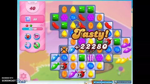 Candy Crush Level 1245 Audio Talkthrough, 2 Stars 0 Boosters