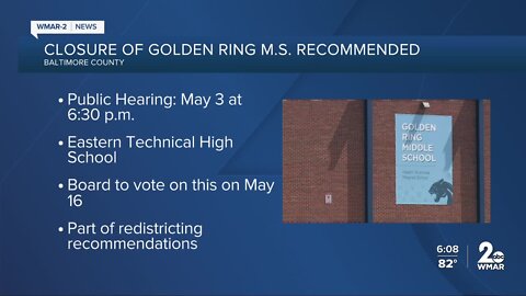 Baltimore County plans to close Golden Ring Middle School due to overcrowding