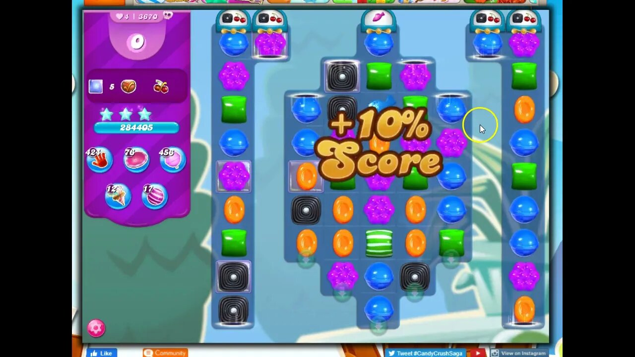 Candy Crush Level 3670 Talkthrough, 18 Moves 0 Boosters