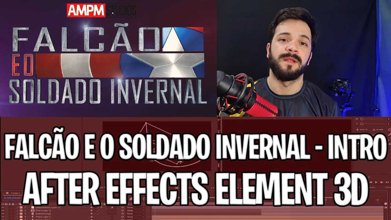 Falcão e soldado Invernal Vinheta Tutorial - After Effects Element 3D -