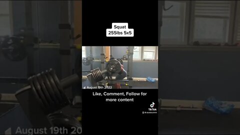 Progressive overloading squat 255lbs 5x5