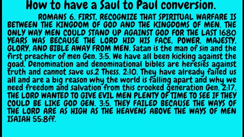 Rom. 6-8. INSTRUCTIONS FOR NEW CHRISTIANS AFTER COMING OUT OF DENOMINATIONALISM!