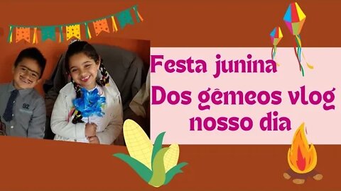 Primeira festa Junina dos gêmeos eles ficaram lindos - vlog meu dia.
