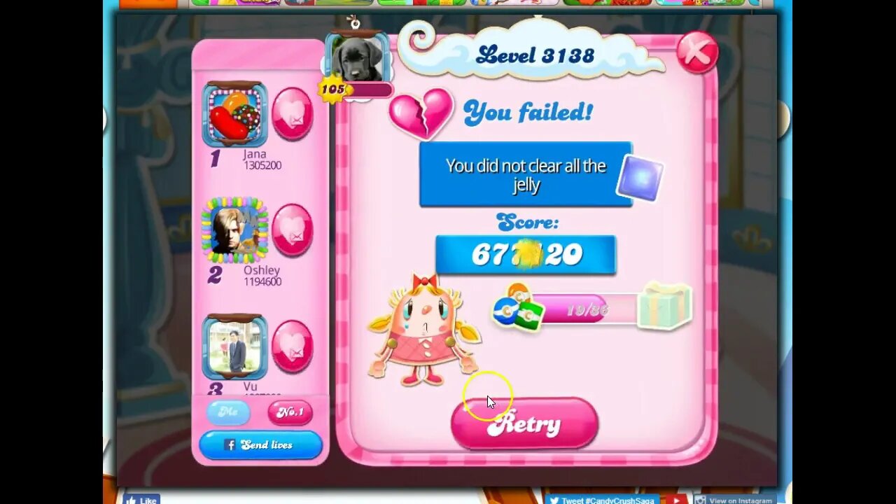 Candy Crush Level 3138 Talkthrough, 22 Moves 0 Boosters