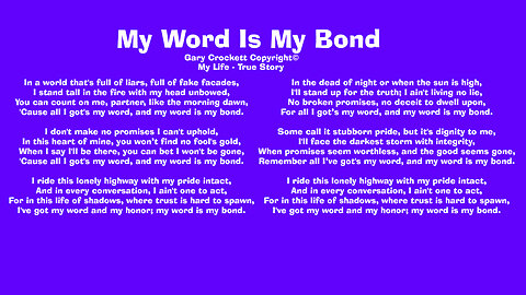 My Word Is My Bond Song