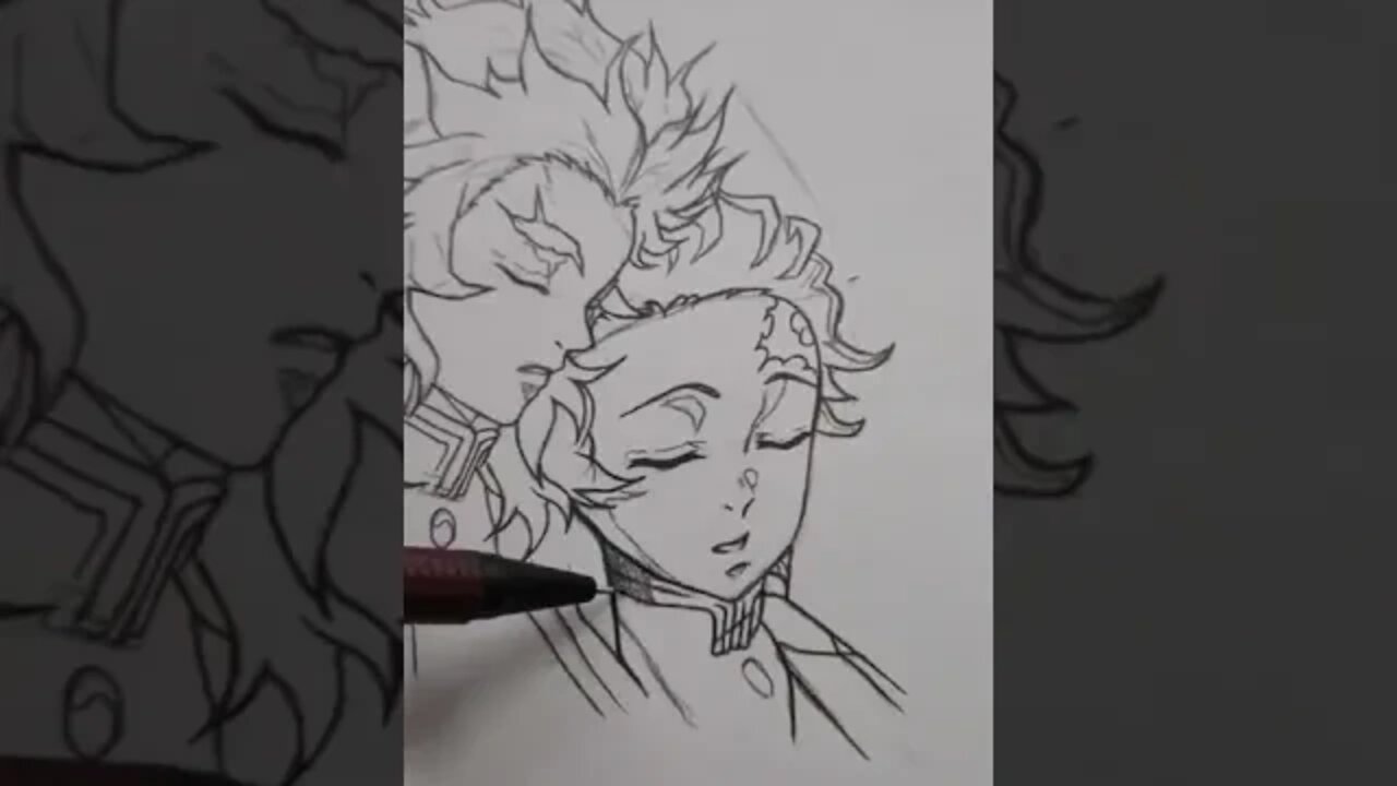 outline v-s sketch(AKAZA) ##youtubeshorts #shorts #shortsvideo #sketch#like #ytshorts #demonslayer