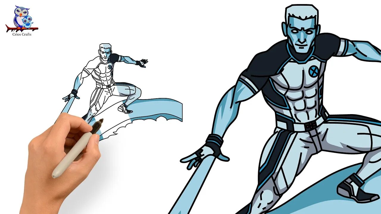 How to Draw Iceman from X-Men - Step by Step