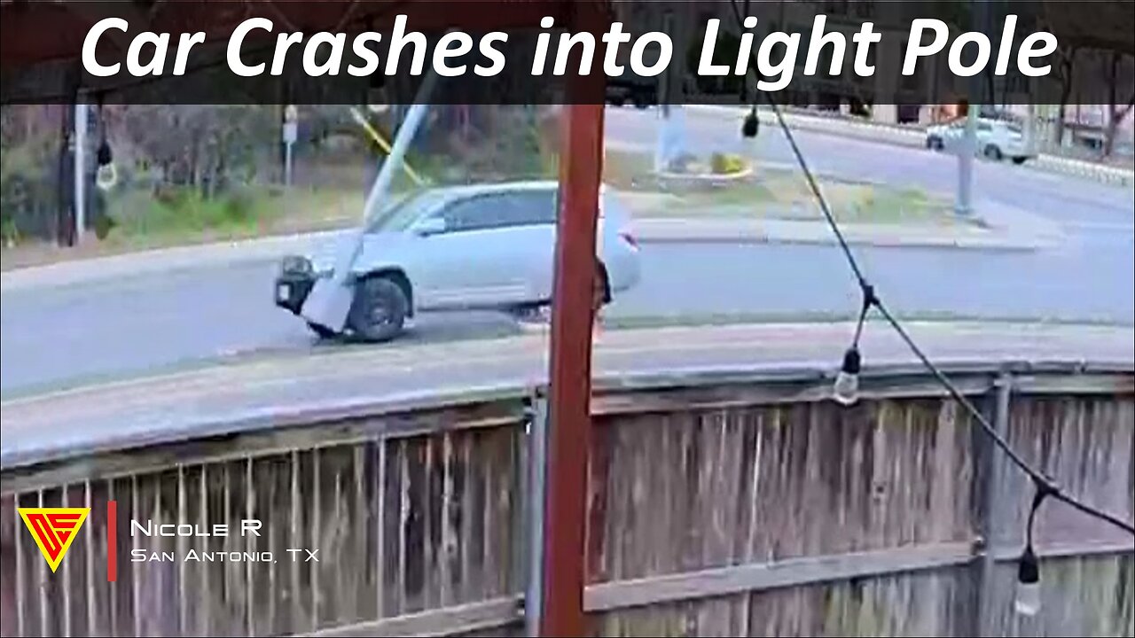 Car Crashes into Light Pole Caught on Nest Camera | Doorbell Camera Video