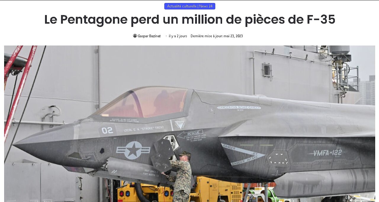 Le Pentagone désemparé : plus d'un million de pièces de rechange pour son avion F35 ont disparu !