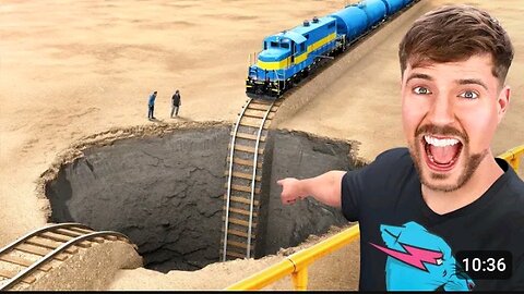 Train vs giant pit