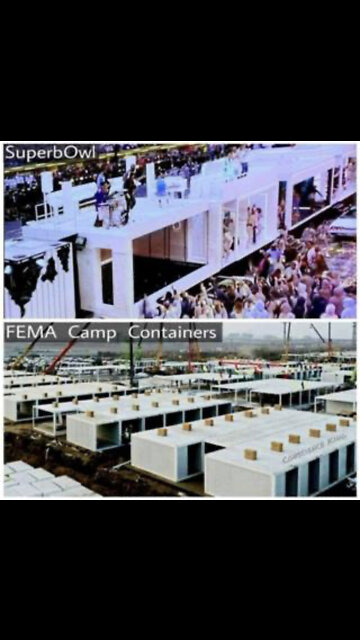 Superbowl stage resembles F£MA camp containers...