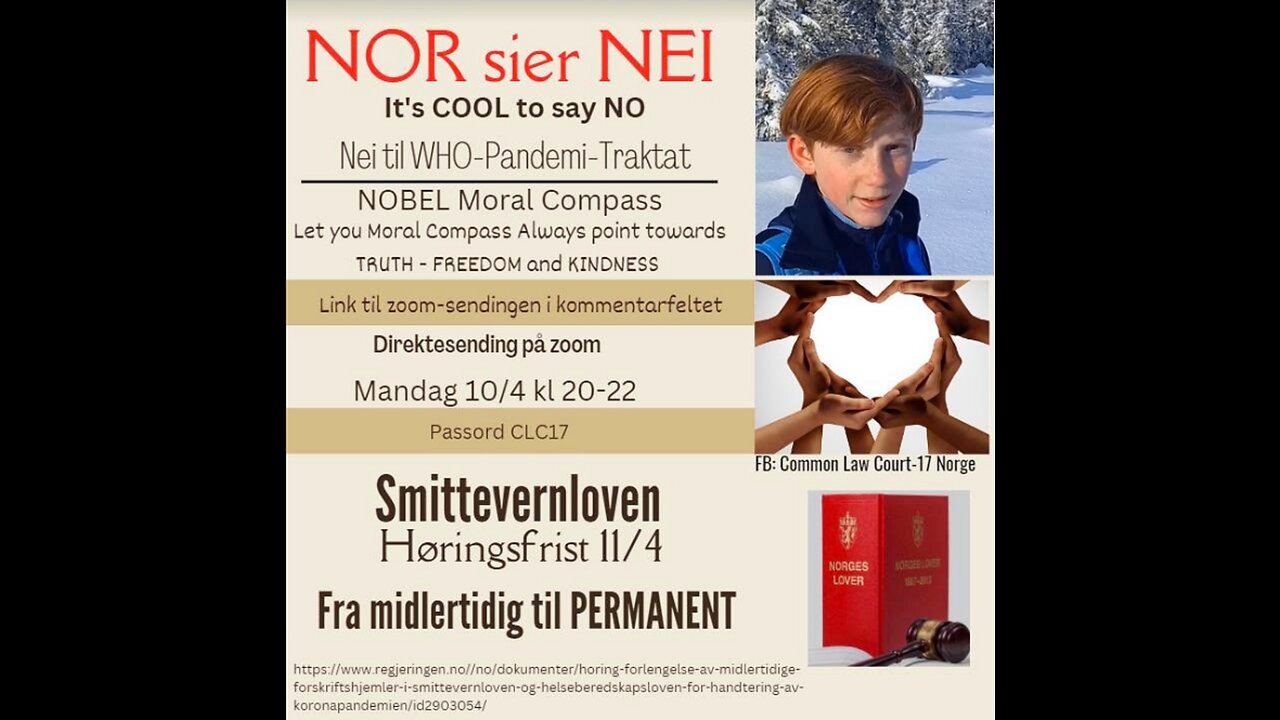 10042023 NOR sier NEI! og Høring om smittevernloven frist 11.4.23