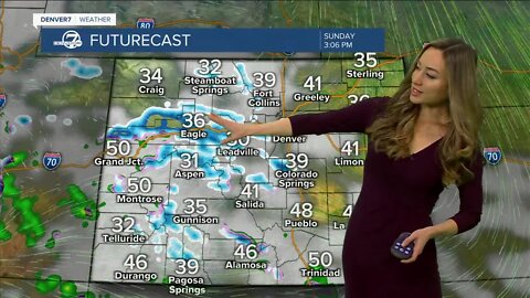 Cooler in Denver, with snow showers in the mountains Sunday