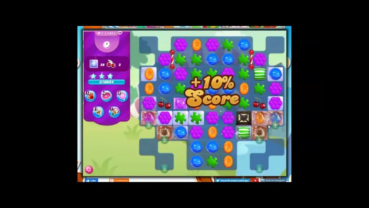 Candy Crush Level 6054 Talkthrough, 20 Moves 0 Boosters, glitched graphics in the second half.